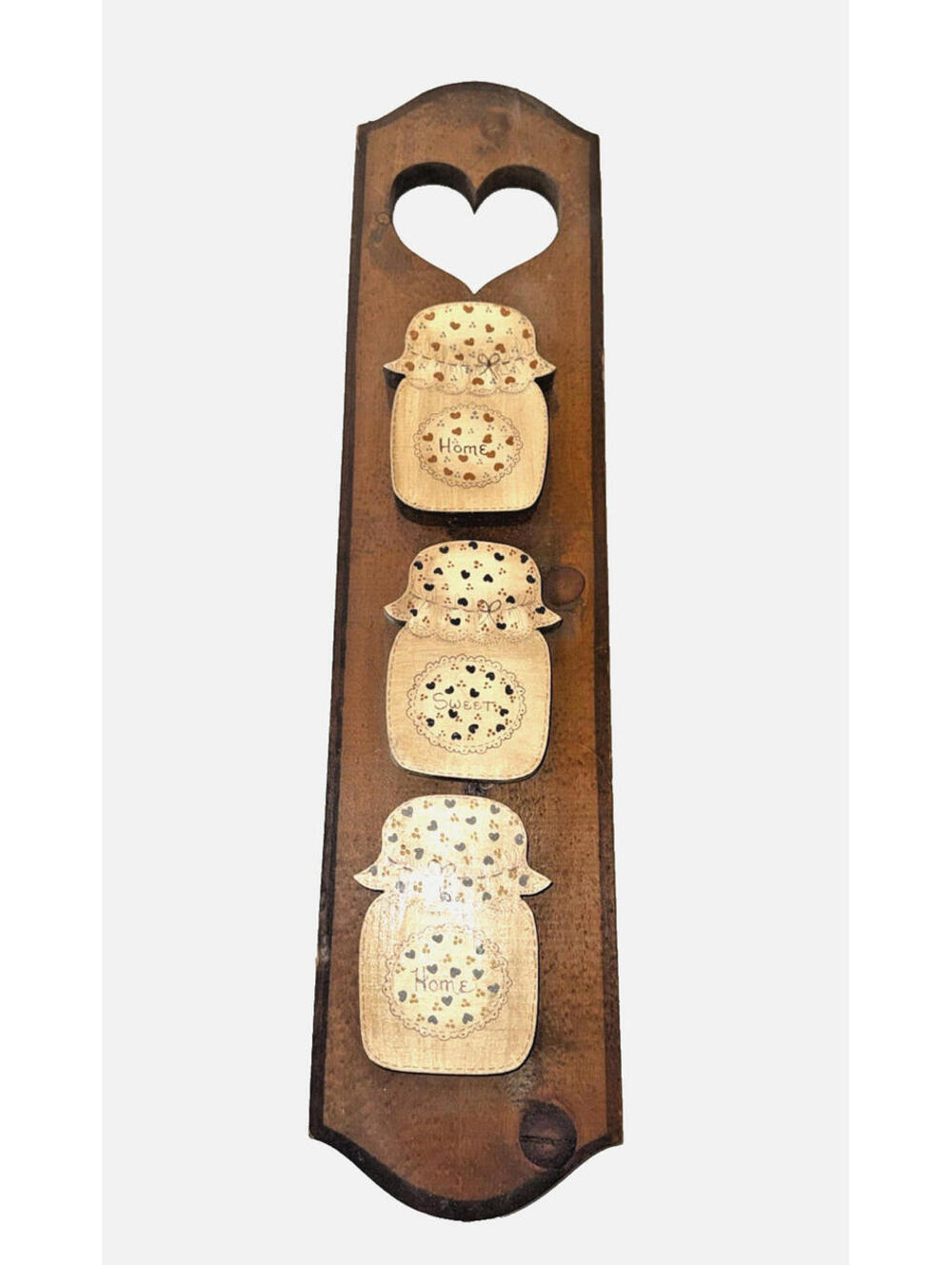 Vintage Heart Cut-Out Wooden Wall Art Display Country Cottagecore, grandmacore